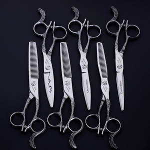 กรรไกรตัดผมมืออาชีพคาวาโมโตะ 6 นิ้ว ชุด 5 ชิ้น สไตล์ขนนก สแตนเลส 440C ด้ามยาว ใบมีดคม - Product Image 3