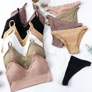 Sexy Breathable Lace Adjustable Strap Wireless Seamless Soft Padded Backless Bras Set with Low-waist Panties for Women - Product Image 2