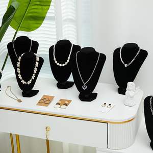 حامل عرض للمجوهرات المخملية السوداء حامل للقلادة مع تخزين Schmuck علبة منظم عرض المجوهرات - Product Image 3