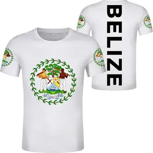 Kaus deskt gratis dibuat sesuai pesanan nomor hitam cetak foto abu-abu blz kaus Negara bz belizean diy pakaian logo bendera negara