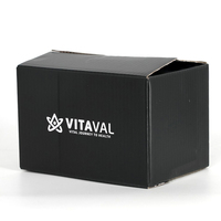 Caja de Cartón Corrugado Impresa por Ambos Lados con Logotipo Personalizado, Caja de Cartón Negra para Embalaje de Comercio Electrónico