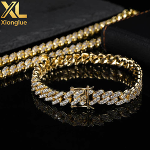 Luxury 18k Gold 12mm Cuban Chain Zircon Link Copper Unisex Rhinestone Necklace - Product Image 5