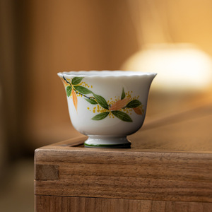 Guanlan Ceramics Hand Painted White Porcelain Master Cup Single Cup Kung Fu <b>Tea</b> <b>Set</b> Personal <b>Tea</b> Cup With Osmanthus Design - Product Image 3