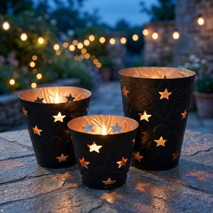 Sonnet Decor – Ensemble de 3 bougeoirs cylindriques en fer, faits à la main, impression numérique 1 couleur, résistants à la chaleur, décoration d'intérieur, modèle 2122 - Product Image 4
