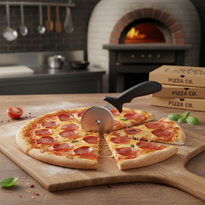 Metallo commerciale PP usa e getta Pizza Cutter vite Logo personalizzabile per ristoranti feste matrimonio scatola confezionata buccia di Pizza - Product Image 3