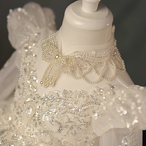 Abito da principessa per bambini abito da bambina Performance di pianoforte di fascia alta vestito da bambina con paillettes da sposa - Product Image 4