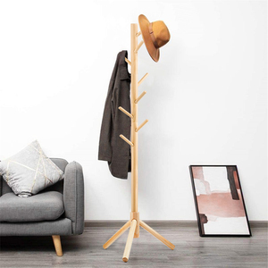 Factory Custom Space Saving Wooden Standing Coat Holder OEM ODM Bespoke Multi Hook Adjustable Garment Organizer <b>Storage</b> - Product Image 1