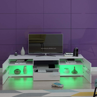 Meuble TV Unité de console TV 2 portes 2 tiroirs Armoires de rangement avec LED RGB Supports de télévision éclairés