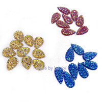 Accessoires de robe de carnaval, pierres en résine 16*30 en forme de goutte d'eau, bleu royal, rouge, jaune, à coudre, à dos plat, 10 facettes, strass de marque Fuban