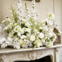 Vente en gros de rangées de fleurs artificielles en soie blanches de 1 m, chemin de table pour allée de mariage, arrangement floral fait main, centre de table TUOYI