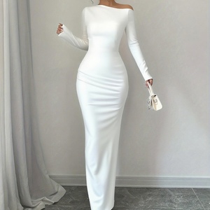 Robes ajustées à manches longues et épaules dénudées à imprimé floral pour femmes, mode - Product Image 4