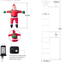 Guirlandes lumineuses décoratives de Noël, Père Noël grimpant sur une échelle, étanches IP67, avec commande vocale par application