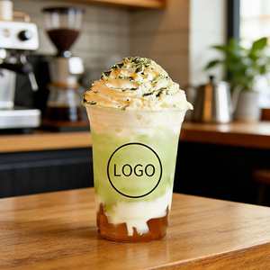 Gobelet en plastique transparent pour boissons froides, café, bière à emporter, smoothies, avec logo personnalisé imprimé, 98 mm, 8 oz, 9 oz, 10 oz, 12 oz, 16 oz, 20 oz, 24 oz - Product Image 2
