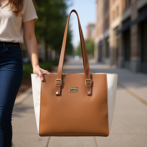 Sac fourre-tout pour femme Fana Adelle M3712, couleur camel, panneaux en microfibre, cuir synthétique, fermeture ouverte, toutes saisons - Product Image 2