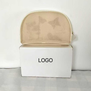 Nueva bolsa de cosméticos para mujer con diseño de mariposa y flores bordadas en forma de concha con brillo, bolsa de almacenamiento de cosméticos portátil. - Product Image 3