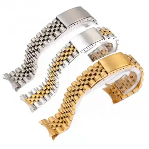 18mm 19mm 20mm 316L Stainless Steel Silver Gold Curved End Jubilee Watch Strap Band Bracelet Suitable For Rlx SKX5 Watch