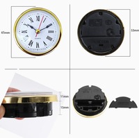 Insert Jam Quartz Bezel Emas 65mm Angka Romawi Jarum Detik Merah DIY Kerajinan Pembuatan Jam Meja Plastik Modern Baterai