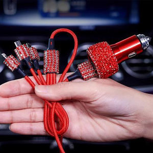 水晶钻石水钻汽车家用手机2 USB快充点烟器数据线合金金属 - Product Image 4