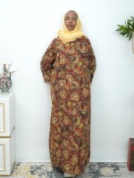 Robe longue Abaya en mousseline de coton à imprimé floral, col rond, coupe ample, manches trois-quarts, pour le Ramadan et le quotidien, modèle 2026, OEM