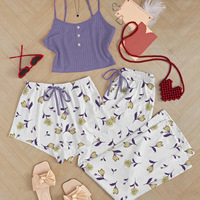 Tendance Automne 2026 : Ensemble Pyjama 3 Pièces pour Femme avec Carreaux Cœur, Bretelles Fines et Rayures Verticales Douces – Tenue Quotidienne Confortable pour la Maison