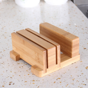 Bamboo <b>Kitchen</b> Knife Rack Multi Functional Cutting Board Holder With Stand Square Shape - Product Image 2