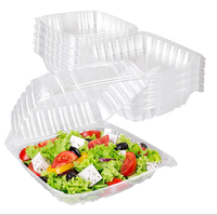 Boîte à gâteau/salade carrée à charnière en plastique transparent populaire 8*8
