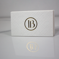 Carte de visite de luxe personnalisée avec logo en feuille d'or, en papier coton épais, texture gaufrée en grille pour l'identité d'entreprise