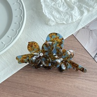 MIO Grande pince à cheveux florale de 12,5 cm, pince requin colorée avec strass brillants, décoration vintage en acétate