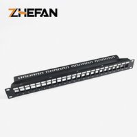 Panel Patch Kosong ZHEFAN 19 Inch 1U 24 Port CAT5e Cat6 Cat6a Tanpa Kabel