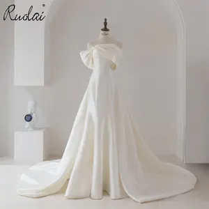 Ruolai QD06268, атласное свадебное платье без рукавов с аномальным вырезом, свадебное платье для невесты