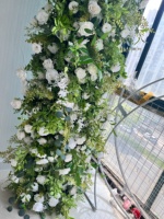 Mur de fleurs artificielles SPR en rouleau blanc avec plantes vertes, toile de fond florale pour mariage et décoration murale de la Saint-Valentin