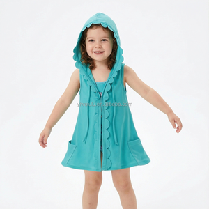 Costume da Bagno per Ragazze con Cappuccio, Mantella Premium con Bordo in Pizzo, Senza Maniche, Protezione UV, Asciugatura Rapida, Logo Personalizzato OEM ODM, Copricostume da Spiaggia - Product Image 2