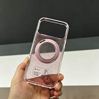 Coques de téléphone à cadre métallique avec chargement sans fil et support brillant en TPU+PC haute transparence pour iPhone 17 Pro Max