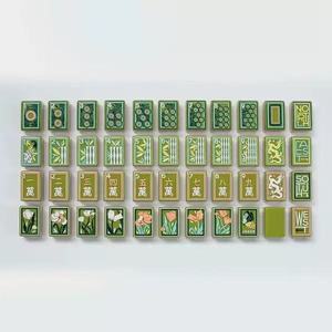 고급 휴대용 아크릴산 마작 타일 녹색 내구성 방수 2x2x2cm 포산산 엔터테인먼트 테이블 - Product Image 1