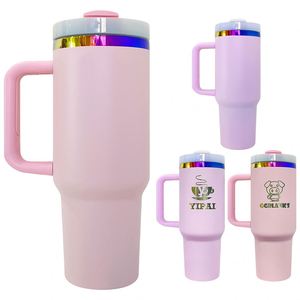 Insulated Tumblers Double Walled Stainless Steel Water <b>Bottles</b> Powder Coated 40oz rainbow Plated Tumbler - Product Image 1