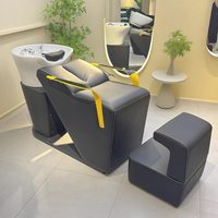 Fauteuil de lavage semi-inclinable en cuir pour salon de coiffure Guangdong, design minimaliste, fonction de lavage rapide - Vente directe usine