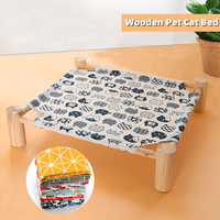 Lit pour chat, lit d'extérieur universel pour animaux de compagnie, hamacs amovibles et respirants pour chat, petit chien, cadre en bois durable, lits en toile