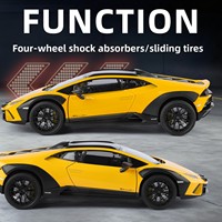 Modèle de voiture de sport tout-terrain HMB 1:18 en métal moulé sous pression Volly avec 4 portes ouvrables, lumières, son, contrôle par friction et direction, roues avant articulées