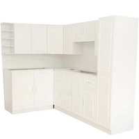 Meubles de cuisine modulaires écologiques et modernes pour le marché canadien, avec fermeture amortie, robinet d'évier, plan de travail en marbre/stratifié, charnières et paniers de tiroir