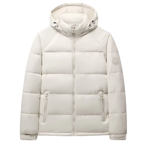 Solid Color Casual Jackets Thick <b>Canvas</b> Padding Front Logo Plus Size Zipper for Cold Weather Men's Down Jacket Winter - Product Image 1