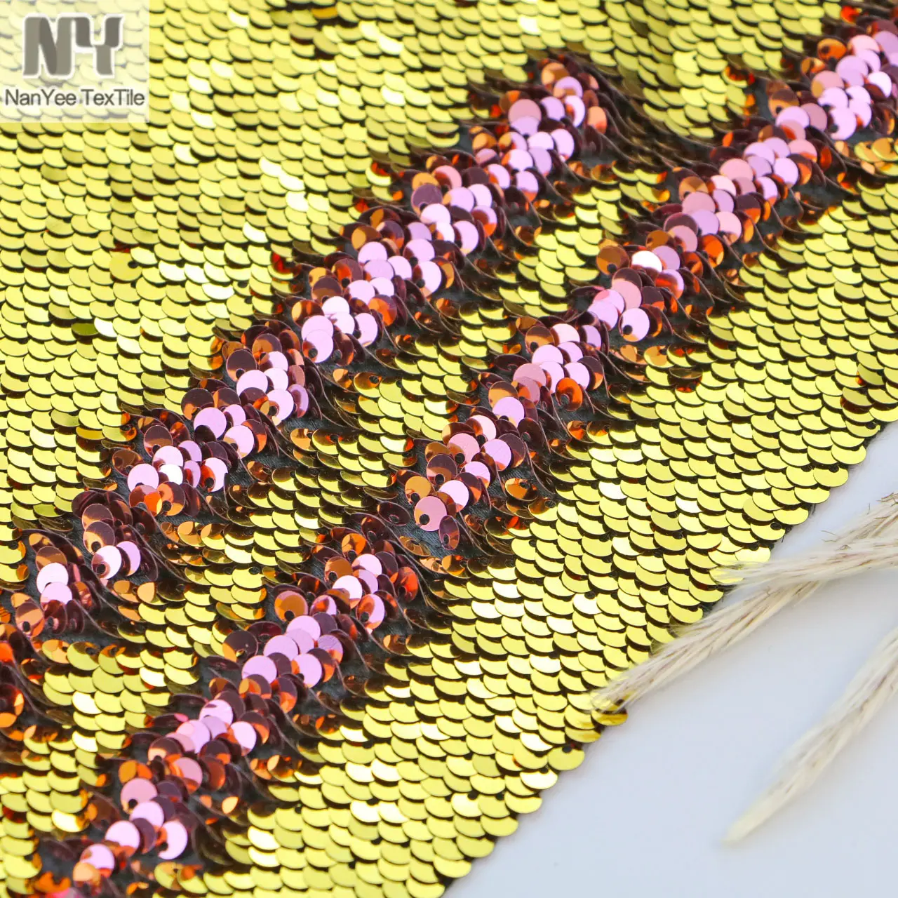 Nanyee Textile High Quality 5MM Reversible Gold And Pink Sequin Fabrics