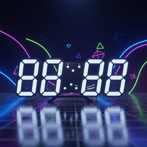 Умные многоцветные современные цифровые 3D LED настенные часы с будильником, датой, температурой и регулируемой яркостью для дома и гостиной - Product Image 1