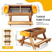 Table d'alimentation pour poulailler BH en bambou, table de pique-nique en bois, ensemble mangeoire et abreuvoir pour volailles avec bols d'eau pour poussins