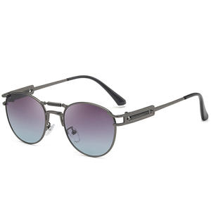 Lunettes de soleil haut de gamme à monture ronde en métal doré, protection UV400, pour hommes et femmes, style steampunk - Product Image 3