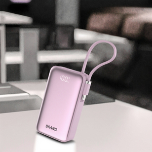 OEM/ODM Slim Portable Power Bank Power Station Wireless Charging 20W Output USB 10000mAh Rechargeable Customize Built-in <b>Cable</b> - Product Image 2