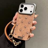 Coque de téléphone souple XP763 marron à nœud floral pour iPhone 17 Pro Max, Apple 16, 14, 13 – Collection Automne/Hiver
