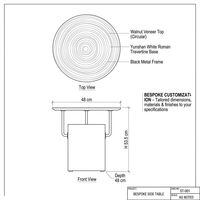 Table basse minimaliste italienne avec plateau en placage de noyer et base en travertin blanc Yunshan, table d'appoint pour salon
