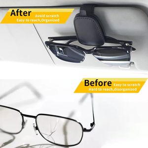 Soporte Magnético para Gafas <span class=keywords><strong>de</strong></span> Sol para Visera <span class=keywords><strong>de</strong></span> Coche, Clip <span class=keywords><strong>de</strong></span> Cuero/Tela Elástica para Gafas, Ranura para Boletos/Tarjetas, Accesorio Interior para Auto, Negro Universal - Product Image 3