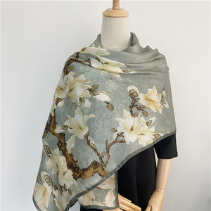 ใหม่หยกกล้วยไม้อิตาลีหรูหราสไตล์หรูหราผ้าพันคอยาวผ้ามัลเบอร์รี่ผ้าไหมเข้ากับทุกชุด - Product Image 1