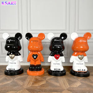 Nouveau design en fibre de verre taille réelle kaw Sculpture résine dessin animé ours <span class=keywords><strong>Statue</strong></span> intérieur décoration de la maison - Product Image 5